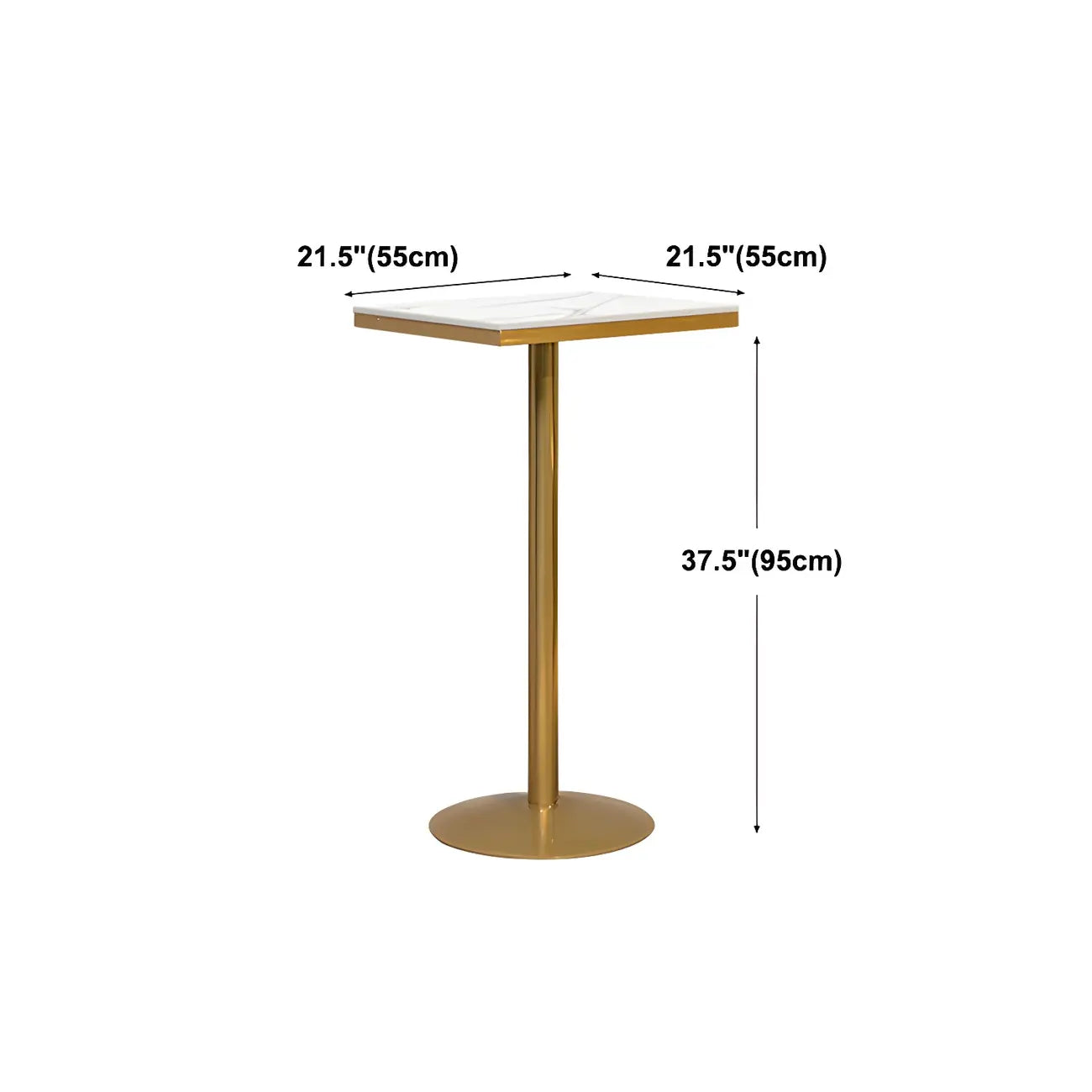 Glam Gold Faux Marble Pedestal Bar Tables for Bistro