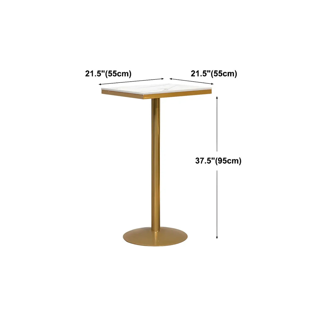 Glam Gold Faux Marble Pedestal Bar Tables for Bistro