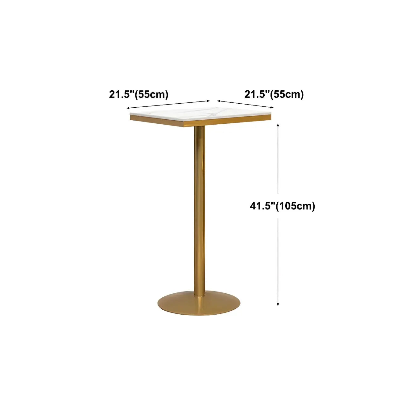 Glam Gold Faux Marble Pedestal Bar Tables for Bistro
