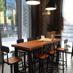 Rectangular Brown Wooden Long Bar Height Table