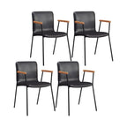 Leather Metal Legs Armrest Backrest Dining Chair