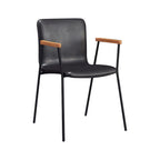 Leather Metal Legs Armrest Backrest Dining Chair