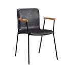 Leather Metal Legs Armrest Backrest Dining Chair