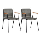 Leather Metal Legs Armrest Backrest Dining Chair