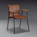 Leather Metal Legs Armrest Backrest Dining Chair