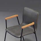 Leather Metal Legs Armrest Backrest Dining Chair
