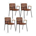 Leather Metal Legs Armrest Backrest Dining Chair