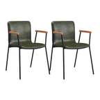 Leather Metal Legs Armrest Backrest Dining Chair