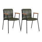 Leather Metal Legs Armrest Backrest Dining Chair