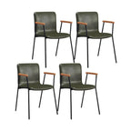 Leather Metal Legs Armrest Backrest Dining Chair