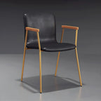 Leather Metal Legs Armrest Backrest Dining Chair