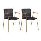 Leather Metal Legs Armrest Backrest Dining Chair