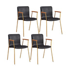 Leather Metal Legs Armrest Backrest Dining Chair