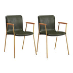 Leather Metal Legs Armrest Backrest Dining Chair