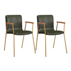 Leather Metal Legs Armrest Backrest Dining Chair
