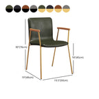 Leather Metal Legs Armrest Backrest Dining Chair