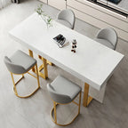 Rectangle White Marble Top Iron Base Dining Bar Table