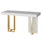 Rectangle White Marble Top Iron Base Dining Bar Table
