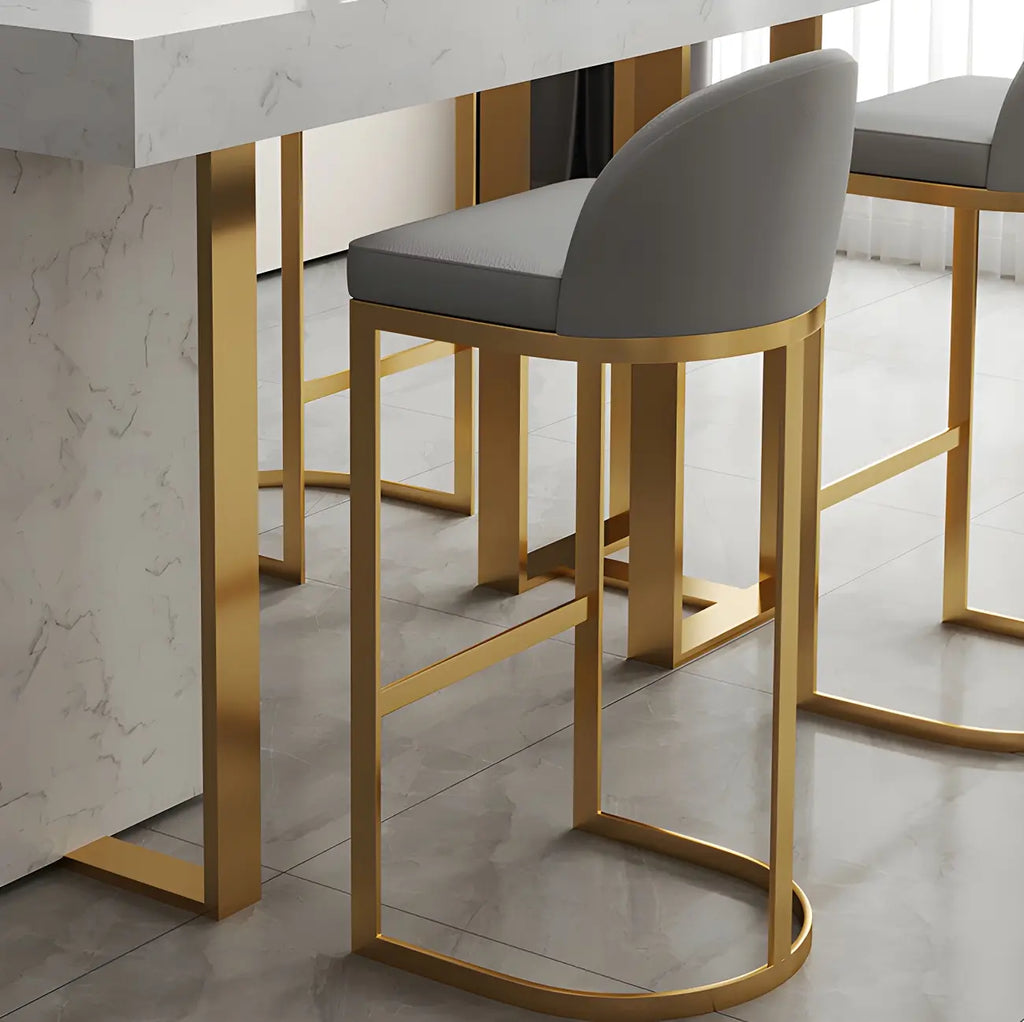 Rectangle White Marble Top Iron Base Dining Bar Table