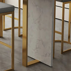 Rectangle White Marble Top Iron Base Dining Bar Table