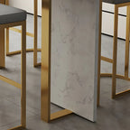 Rectangle White Marble Top Iron Base Dining Bar Table