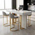 Rectangle White Marble Top Iron Base Dining Bar Table