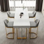Rectangle White Marble Top Iron Base Dining Bar Table
