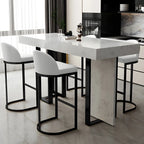 Rectangle White Marble Top Iron Base Dining Bar Table