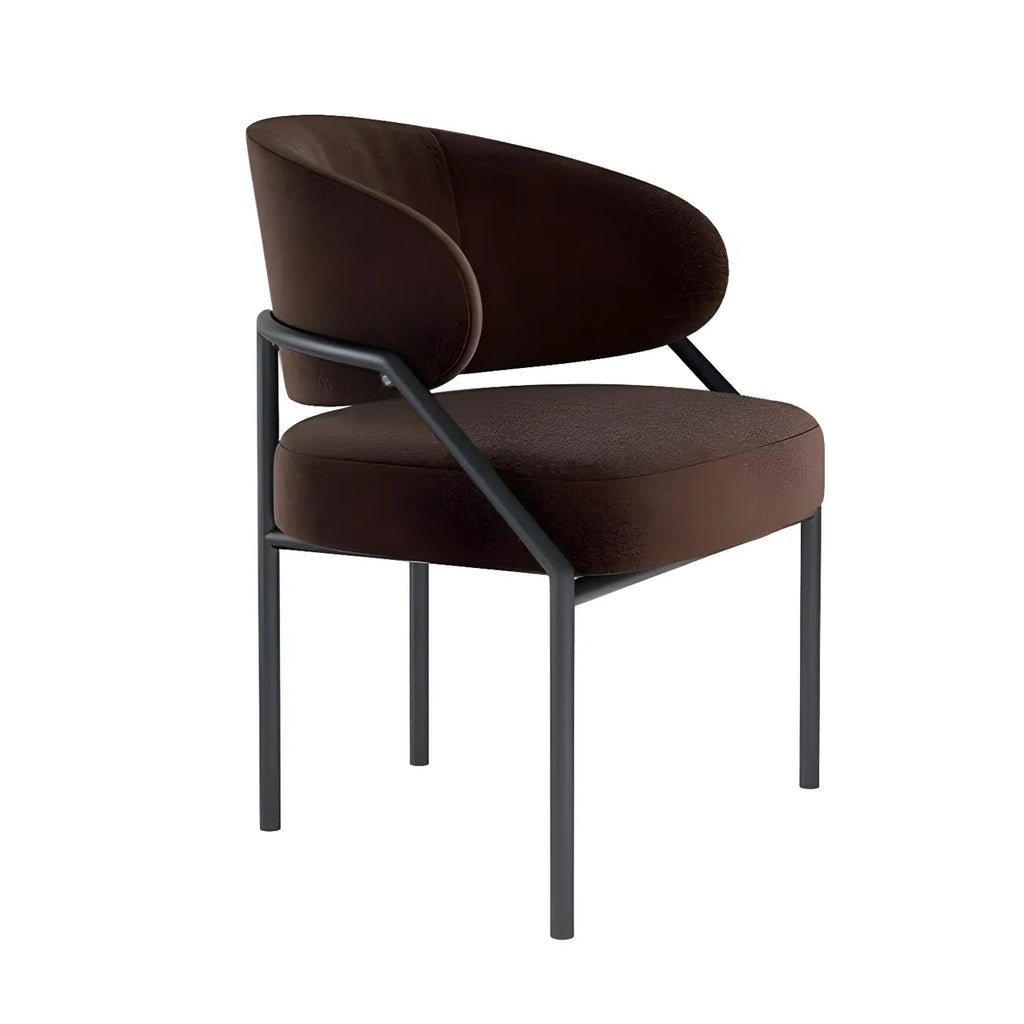 Contemporary Gray Upholstered Dining Chair Metal Frame