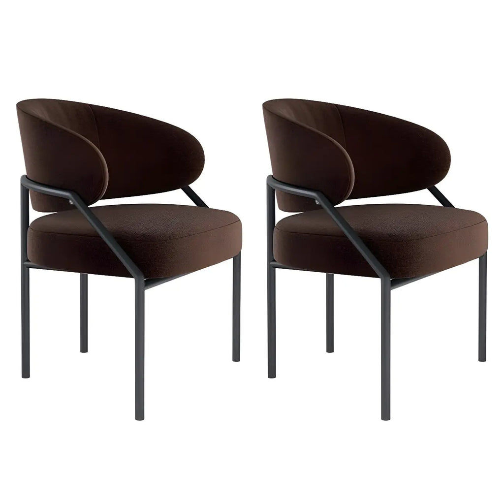 Contemporary Gray Upholstered Dining Chair Metal Frame