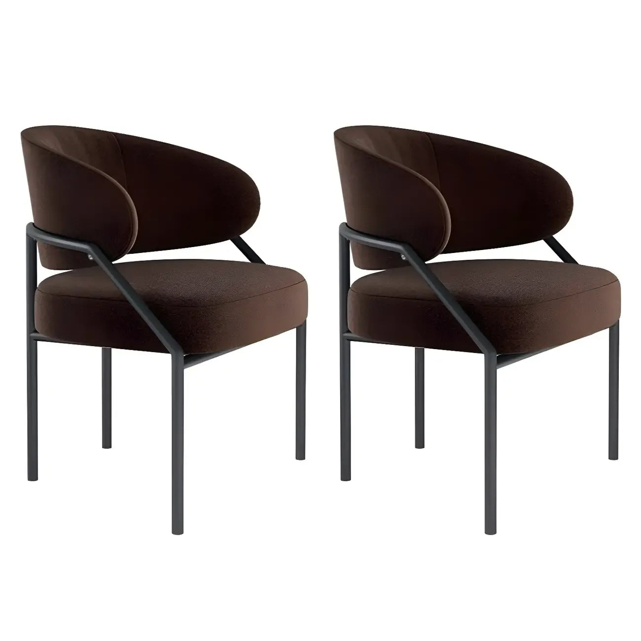 Contemporary Gray Upholstered Dining Chair Metal Frame