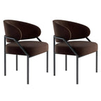 Contemporary Gray Upholstered Dining Chair Metal Frame