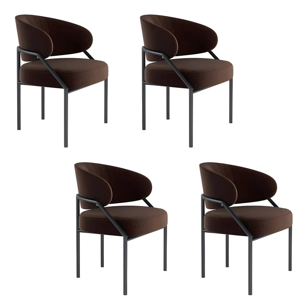 Contemporary Gray Upholstered Dining Chair Metal Frame