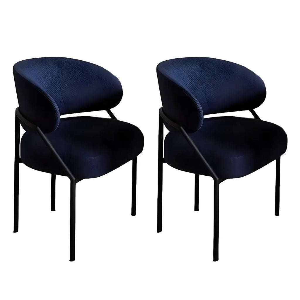 Contemporary Gray Upholstered Dining Chair Metal Frame