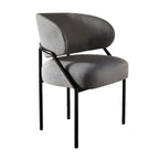 Contemporary Gray Upholstered Dining Chair Metal Frame