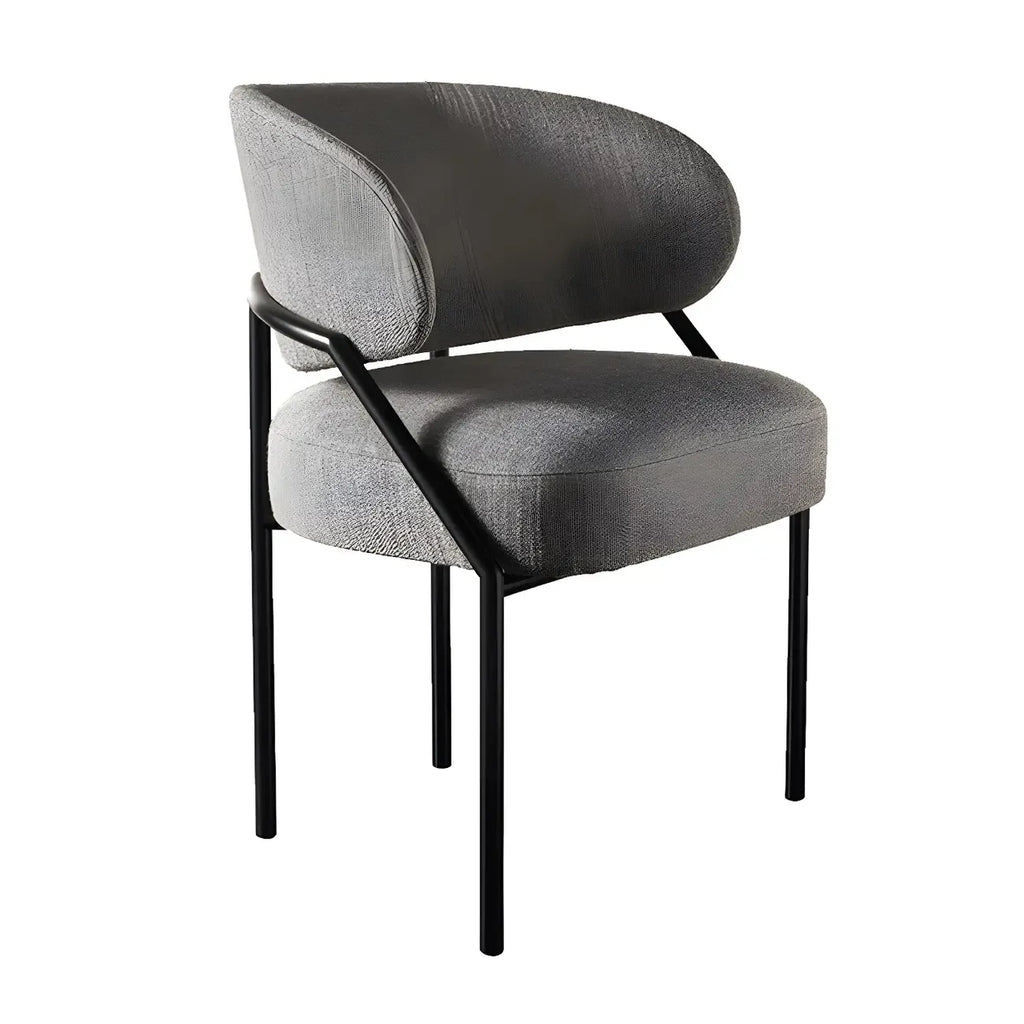 Contemporary Gray Upholstered Dining Chair Metal Frame