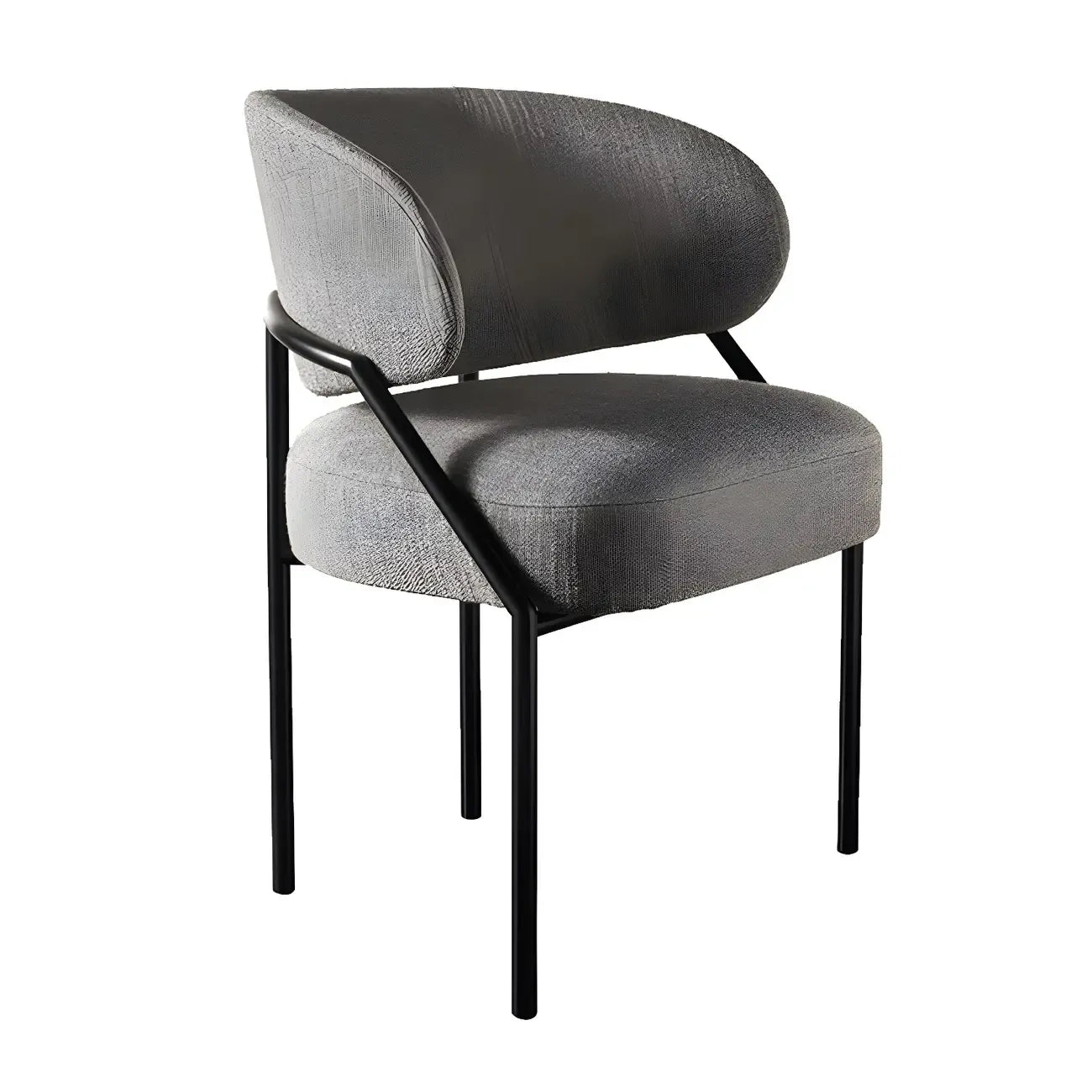 Contemporary Gray Upholstered Dining Chair Metal Frame