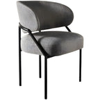 Contemporary Gray Upholstered Dining Chair Metal Frame