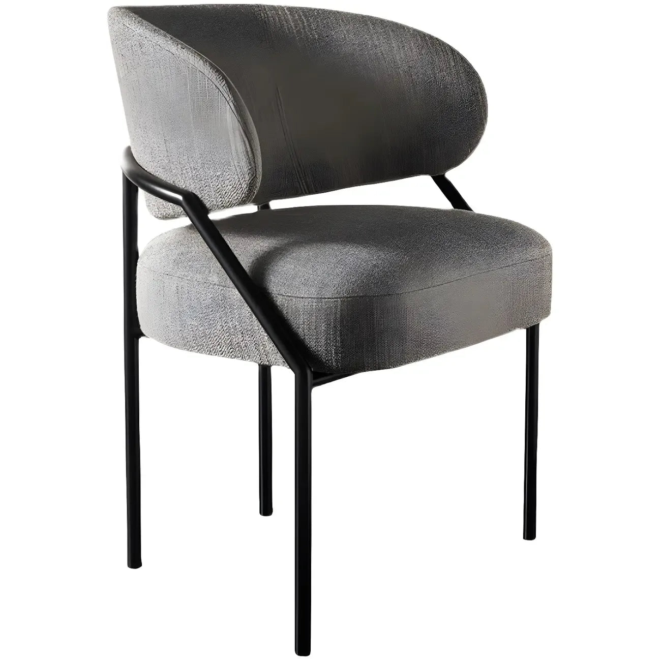 Contemporary Gray Upholstered Dining Chair Metal Frame