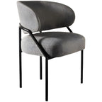 Contemporary Gray Upholstered Dining Chair Metal Frame