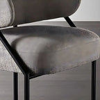 Contemporary Gray Upholstered Dining Chair Metal Frame