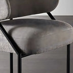 Contemporary Gray Upholstered Dining Chair Metal Frame