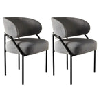 Contemporary Gray Upholstered Dining Chair Metal Frame