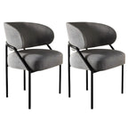 Contemporary Gray Upholstered Dining Chair Metal Frame