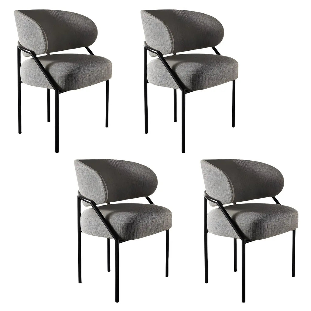 Contemporary Gray Upholstered Dining Chair Metal Frame