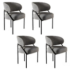 Contemporary Gray Upholstered Dining Chair Metal Frame