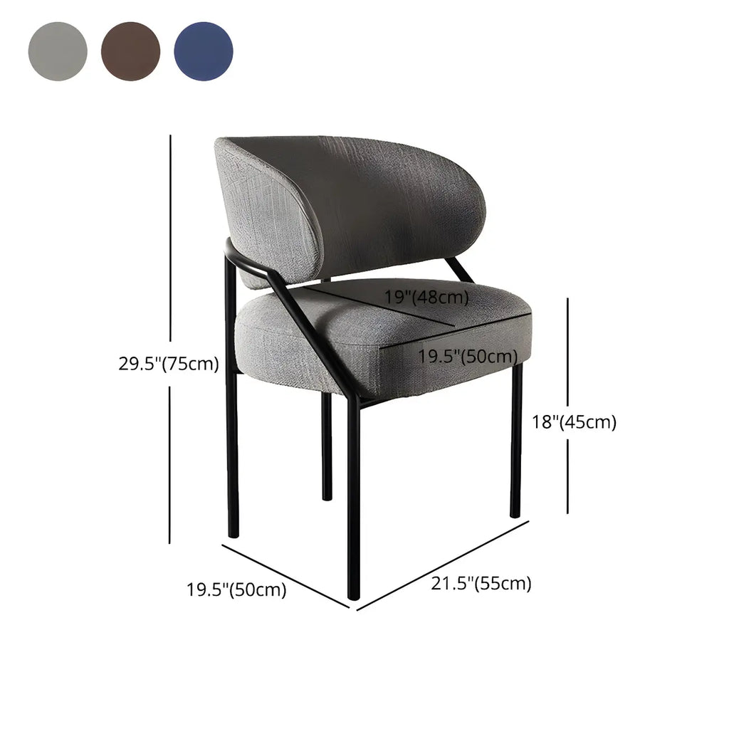 Contemporary Gray Upholstered Dining Chair Metal Frame