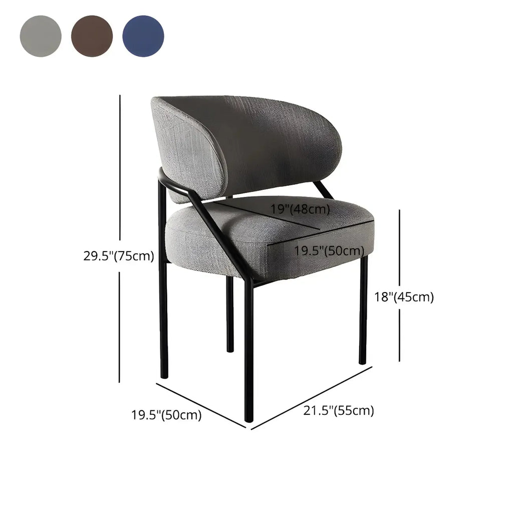 Contemporary Gray Upholstered Dining Chair Metal Frame