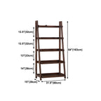 Scandinavian Wood Walnut 5-Tier Ladder Bookcase