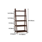 Scandinavian Wood Walnut 5-Tier Ladder Bookcase